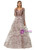Brown Tulle Long Sleeve Backless Beading Prom Dress