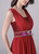 Burgundy Red Chiffon Beading Crystal Prom Dress