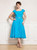 Blue Chiffon Square Cap Sleeve Crystal Mother Of The Bride Dress