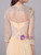 Yellow Chiffon Long Sleeve Appliques Pleats Mother Of The Bride Dress