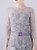 Gray Chiffon Lace Long Sleeve Mother Of The Bride Dress
