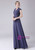 Navy Blue Chiffon Lace Cap Sleeve Mother Of The Bride Dress