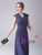 Navy Blue Chiffon Lace Cap Sleeve Mother Of The Bride Dress