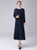 Navy Blue Chiffon Beading Tea Length Mother Of The Bride Dress