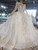 Tulle Sequins Long Sleeve High Neck Backless Wedding Dress