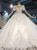 High Neck Short Sleeve Beading Sequins Backless Wedding Dress