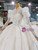 White Sequins Tulle High Neck Long Sleeve Wedding Dress