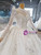 Luxury White Tulle Sequins High Neck Long Sleeve Wedding Dress