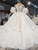 Tulle Short Sleeve Beading Sequins Wedding Dress With Long Train