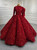 Red Ball Gown Sequins High Neck Long Sleeve Prom Dress