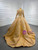 Gold Appliques Sequins High Neck Long Sleeve Prom Dress