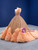 Orange Tulle Ball Gown One Shoulder Sequins Beading Prom Dress