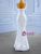 White Sequins Mermaid Pearls Appliques Wedding Dress