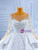 White Satin Long Sleeve Beading Sequins Wedding Dress