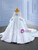 White Satin Long Sleeve Beading Sequins Wedding Dress
