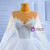 White Tulle Sequins Long Sleeve Beading Illusion Neck Wedding Dress