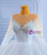 White Tulle Sequins Long Sleeve Beading Illusion Neck Wedding Dress