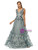 Gray Tulle Deep V-neck Beading Prom Dress