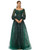 Green Tulle Long Sleeve Beading Prom Dress