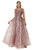Dark Pink Tulle Lace Beading Prom Dress