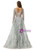 Tulle Lace Long Sleeve V-neck Beading Prom Dress