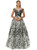 Gray Tulle Lace Cap Sleeve Beading Prom Dress