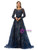 Navy Blue Tulle Appliques Long Sleeve Prom Dress