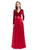 Burgundy Satin Velvet V-neck Long Sleeve Prom Dress