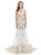 White Mermaid Tulle Gold Sequins Prom Dress