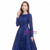 Royal Blue Sequins Long Sleeve Feather Prom Dress