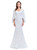 White Mermaid Sequins Bat Sleeve Prom Dress