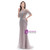 Gray Mermaid Tulle Beading Short Sleeve Luxury Prom Dress