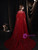 Burgundy Tulle Beading Sequins Feather Prom Dress With Shawl