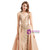 Gold Mermaid Sequins Spaghetti Straps Prom Dress With Detachable Train