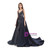 Navy Blue Sequins Spaghetti Straps Prom Dress With Detachable Train