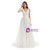 White Tulle Lace V-neck Backless Wedding Dress