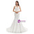 White Mermaid Tulle Appliques Sequins Spaghetti Straps Wedding Dress