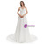 White Chiffon Lace Spaghetti Straps Beading Wedding Dress