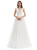 White Tulle V-neck Backless Appliques Wedding Dress