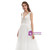 White Tulle V-neck Backless Appliques Wedding Dress