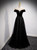 Black Tulle Sequins Cap Sleeve Prom Dress