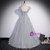 Silver Gray Tulle Appliques Beading Prom Dress