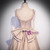 Pink Satin Spaghetti Straps Pearls Bow Prom Dress