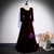 Burgundy Velvet Square Long Sleeve Prom Dress