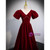 Burgundy Velvet Deep V-neck Backless Crystal Prom Dress