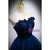 Dark Blue Tulle Velvet Beading Strapless Prom Dress