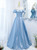 Brilliant Blue Satin Off the Shoulder Prom Dress