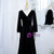 Black Velvet V-neck Long Sleeve Prom Dress