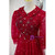 Burgundy Tulle Sequins Beading Short Sleeve Prom Dress