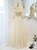 Yellow Tulle Sequins Beading Short Sleeve Prom Dress